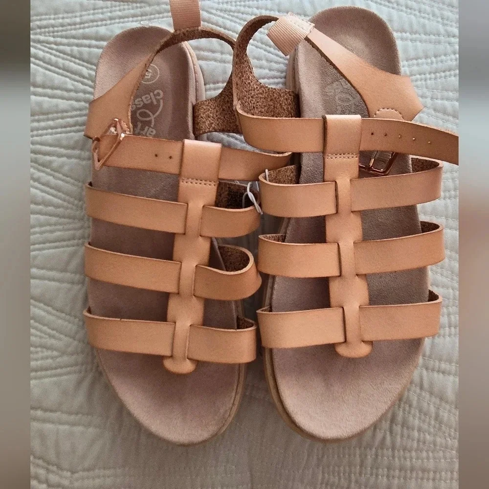 Art Class Blush Pink Strappy Ankle Strap Footbed Sandal Shoe Youth Girls Size 5